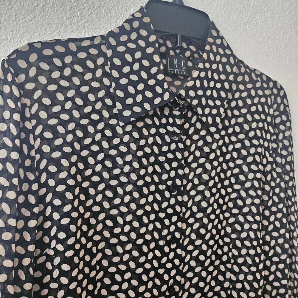 I.N.C. Crepe Black & Cream Neutral Effortless Summer Resortwear Essential: Petit